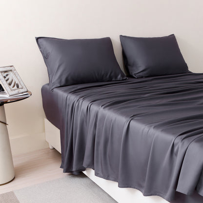 Bamboo Bed Sheets Set Wrinkle Resistant Dark Grey