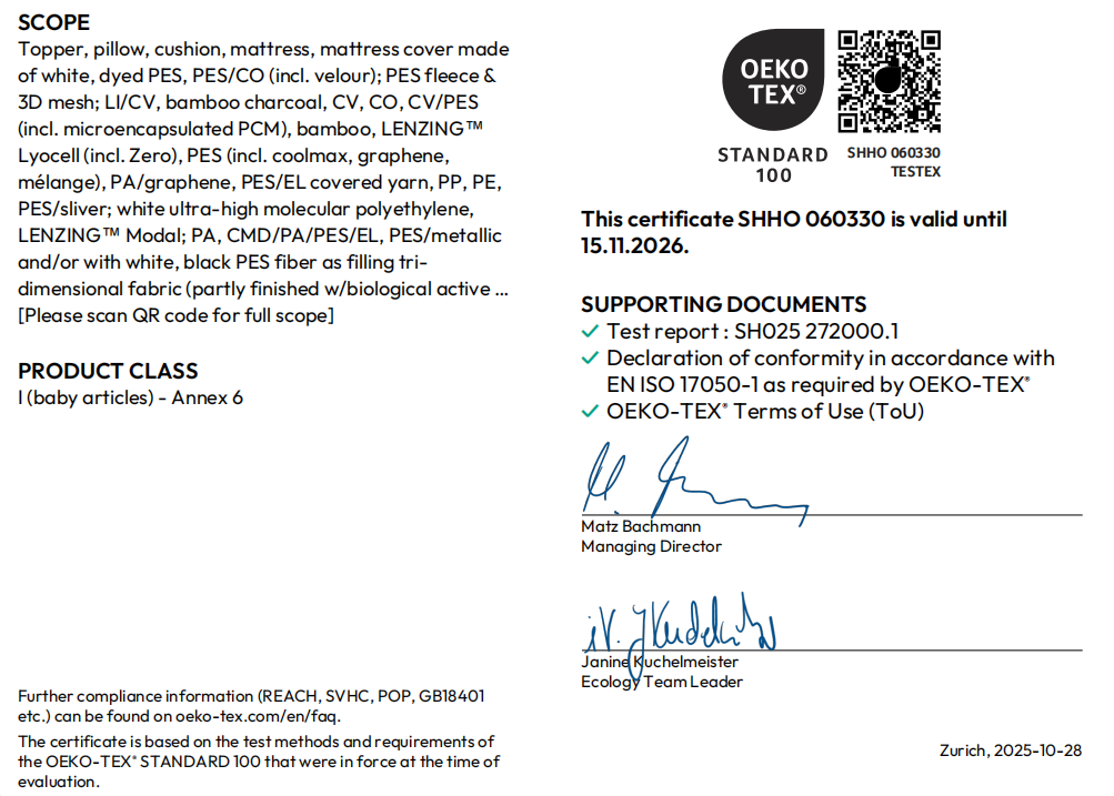 OEKO-TEX® Standard 100 Certified