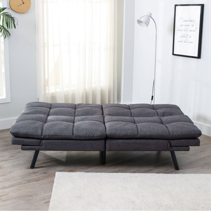 Convertible Memory Foam Futon Sofa Bed Loveseat Dark Gray - EGOHOME