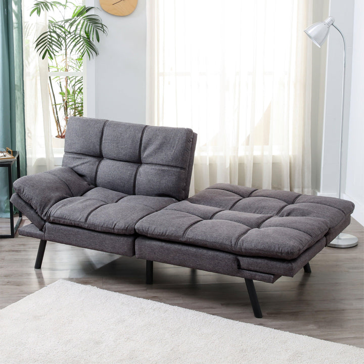 Convertible Memory Foam Futon Sofa Bed Loveseat Dark Gray - EGOHOME