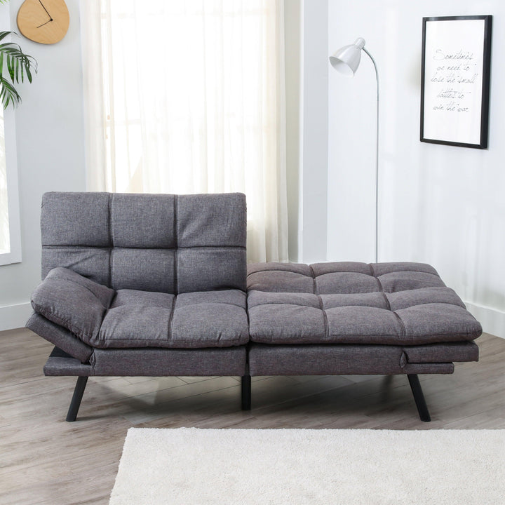 Convertible Memory Foam Futon Sofa Bed Loveseat Dark Gray - EGOHOME