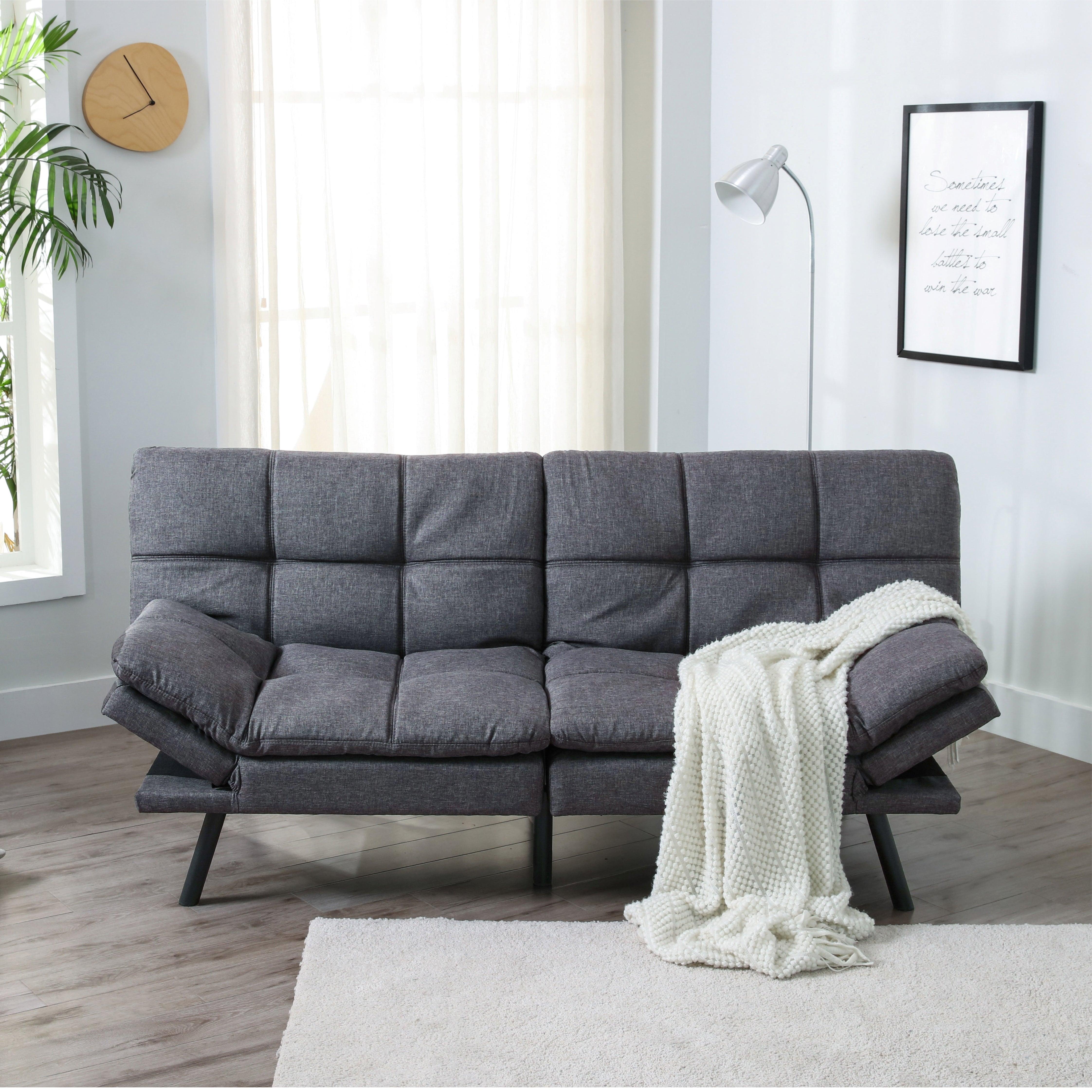 Convertible Memory Foam Futon Sofa Bed Loveseat Dark Grey – EGOHOME