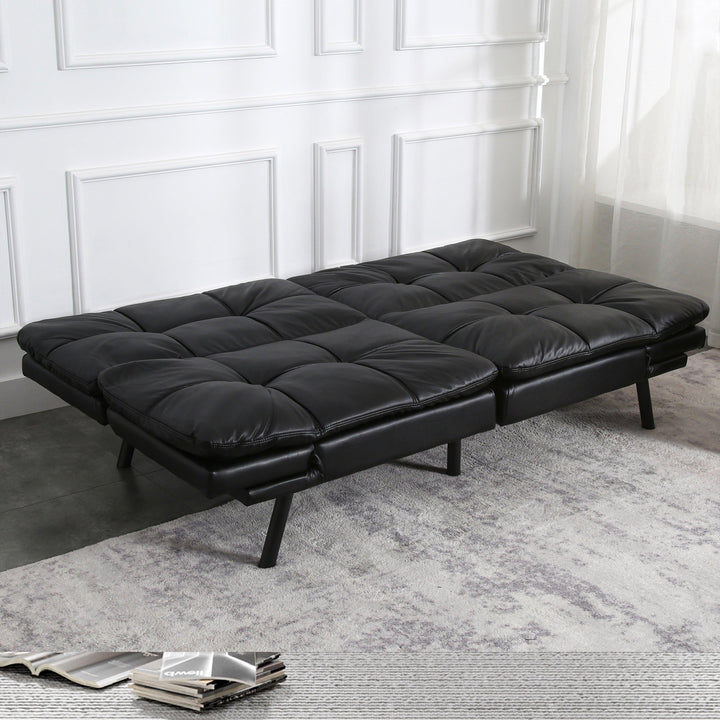 Convertible Memory Foam Sleeper Couch Bed Sofa Black - EGOHOME