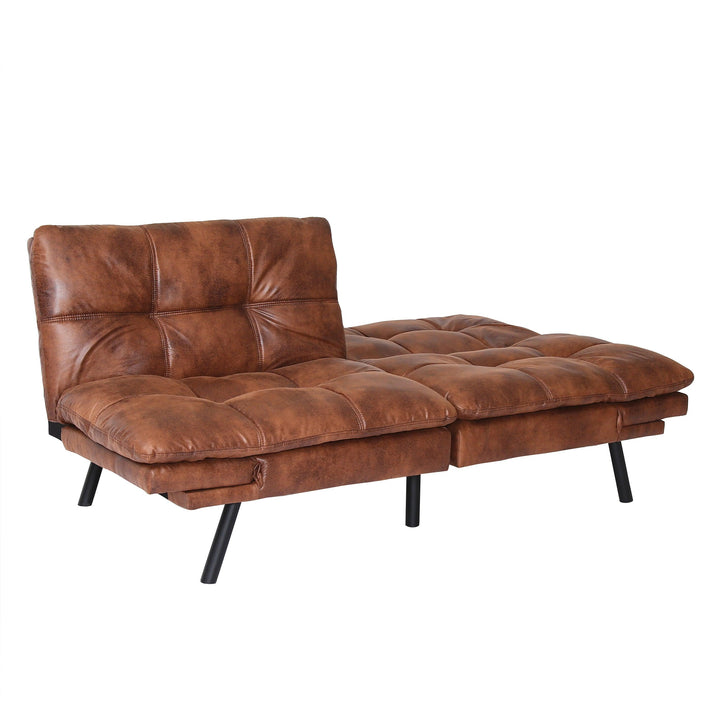 Convertible Memory Foam Futon Sofa Bed Loveseat Brown - EGOHOME