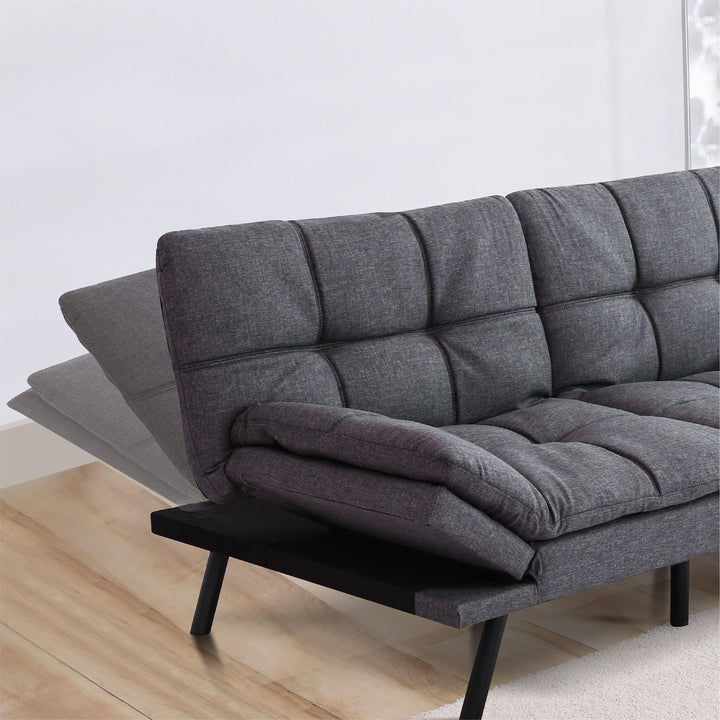 Convertible Memory Foam Futon Sofa Bed Loveseat Dark Gray - EGOHOME