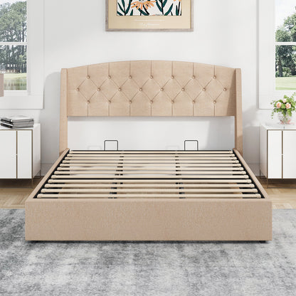Lift-Up Wingback Storage Bed Frame