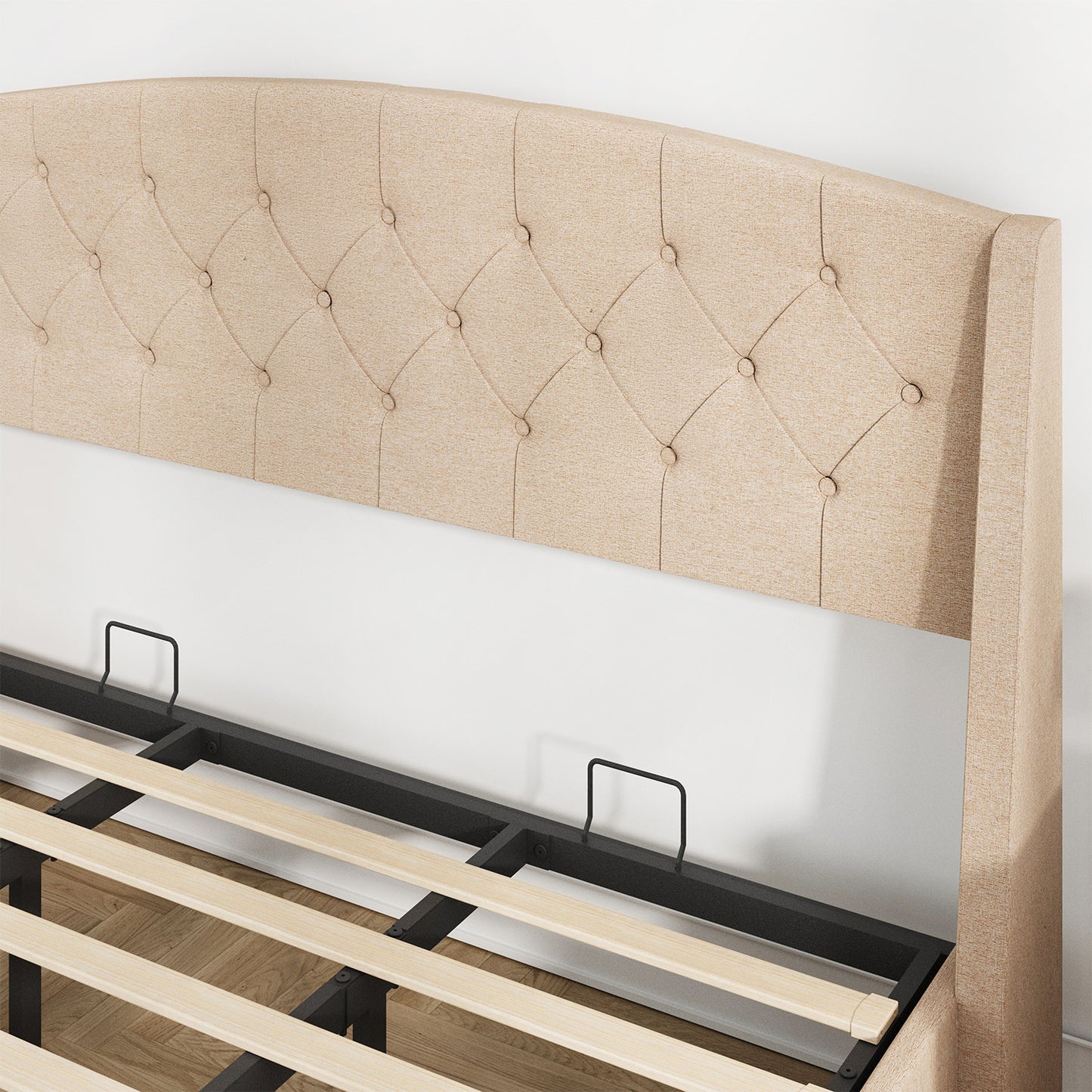 Lift-Up Wingback Storage Bed Frame