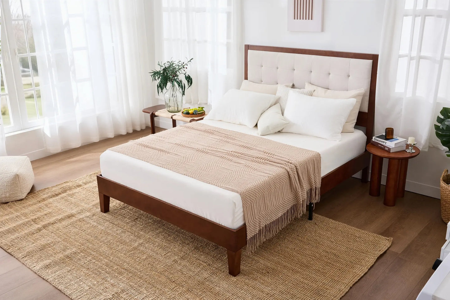 Bamboo Upholstered Bed Frame