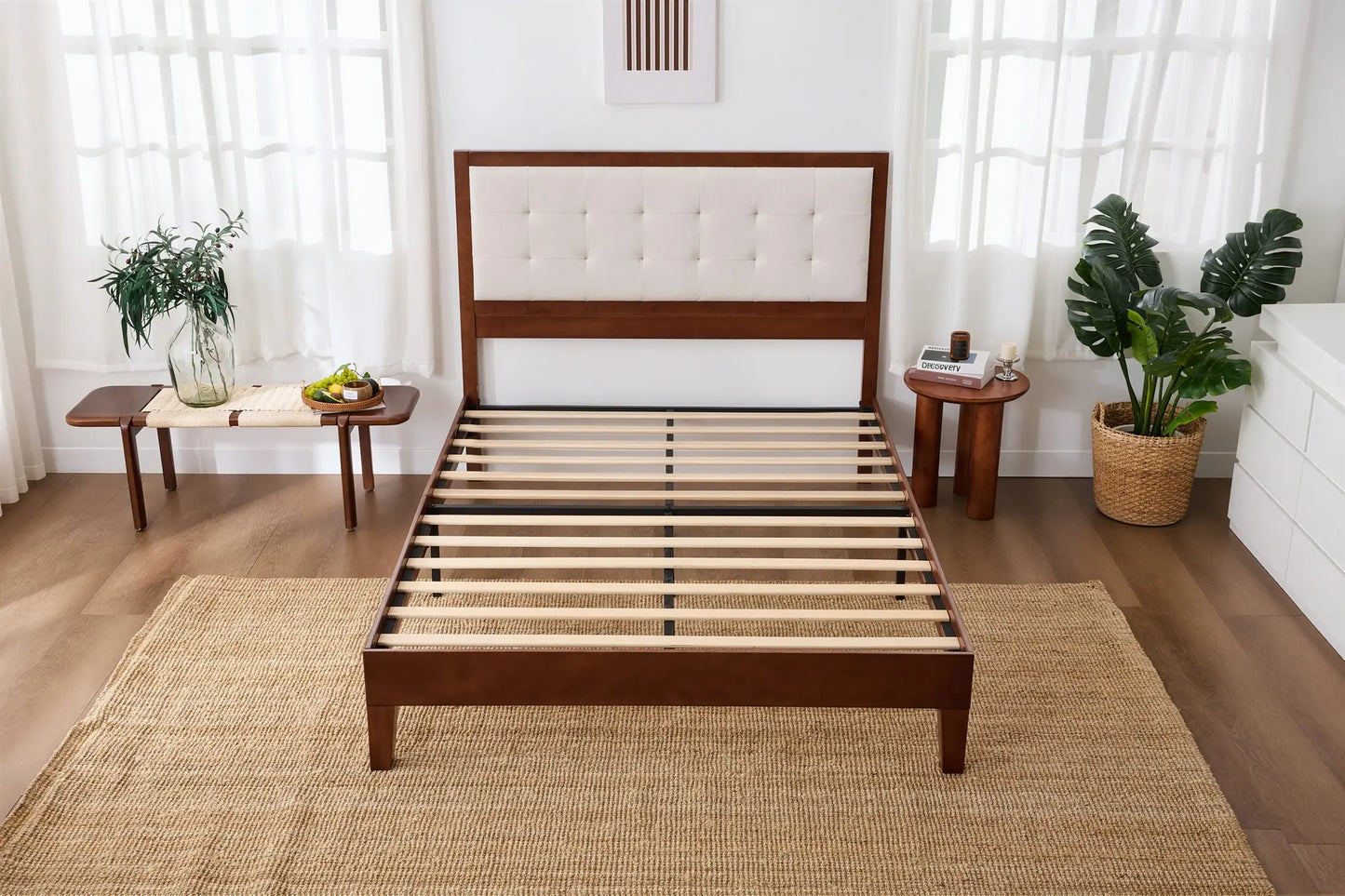 Bamboo Upholstered Bed Frame