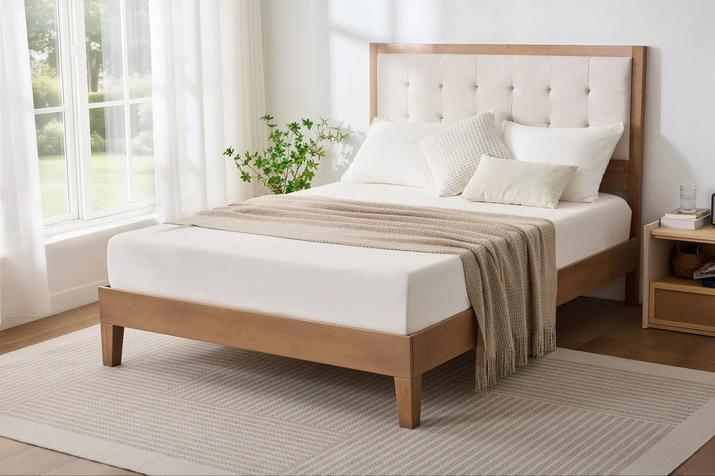 Bamboo Upholstered Bed Frame