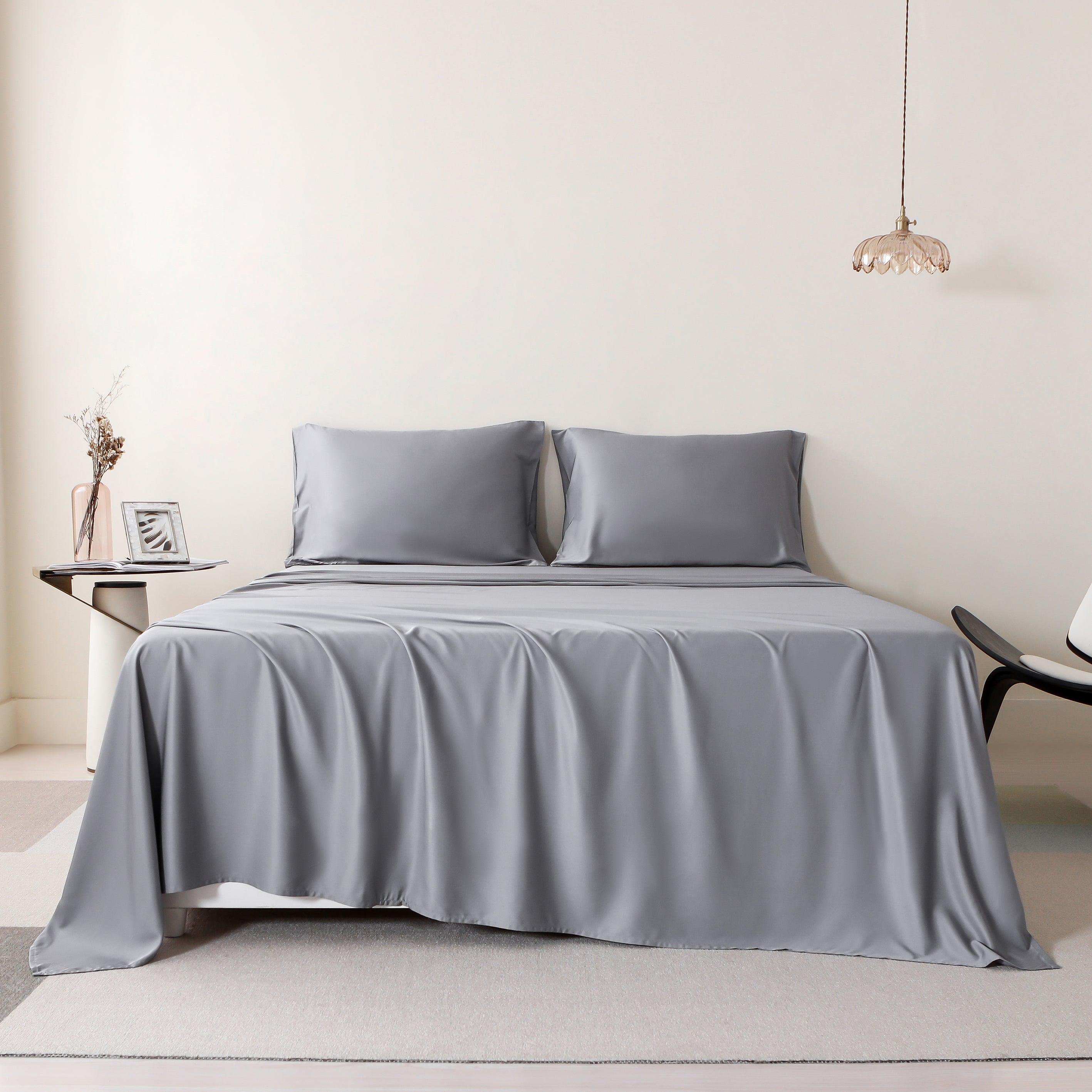 Bamboo Bed Sheets Set Wrinkle Resistant Light Gray – EGOHOME