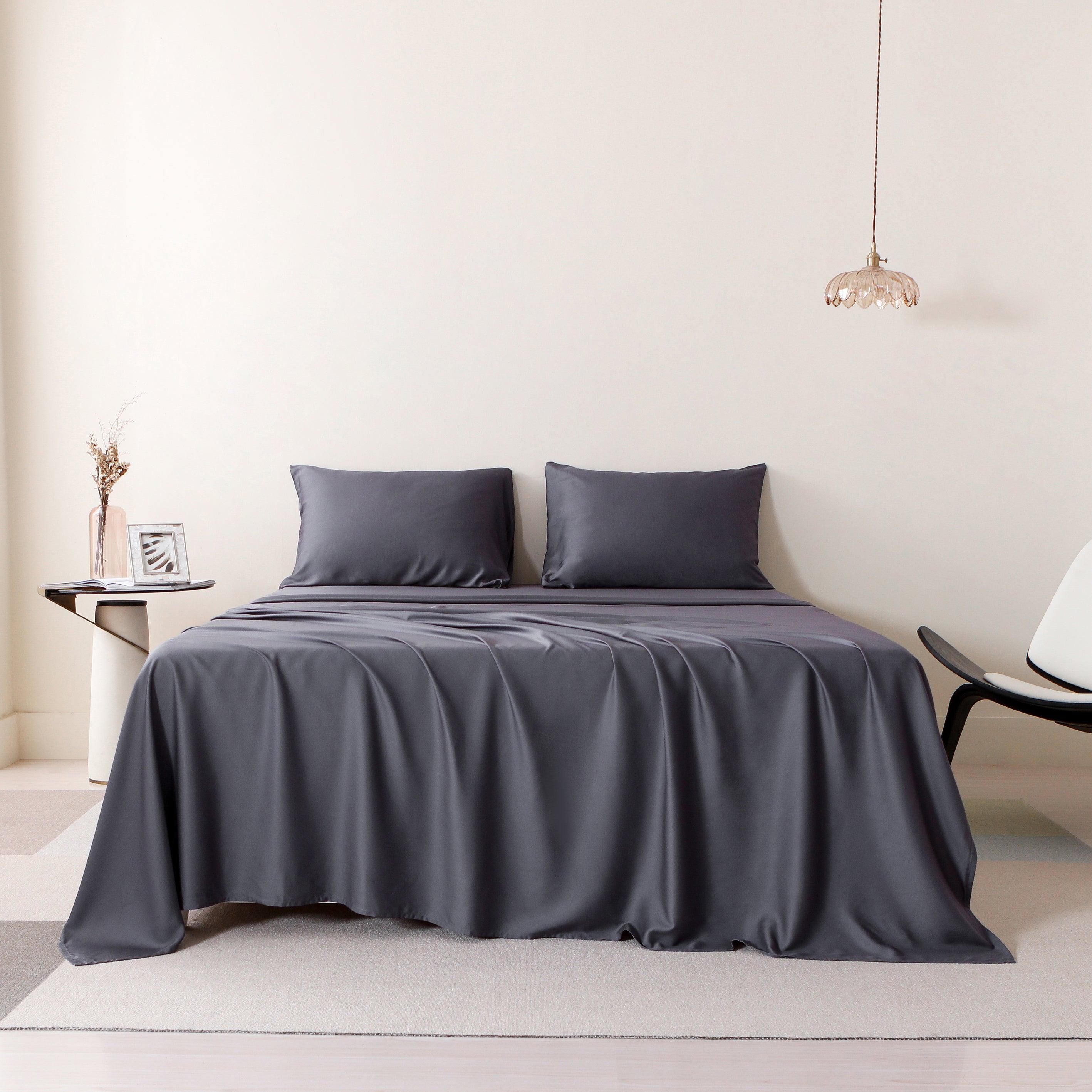 Bamboo Bed Sheets Set Wrinkle Resistant Dark Gray – EGOHOME