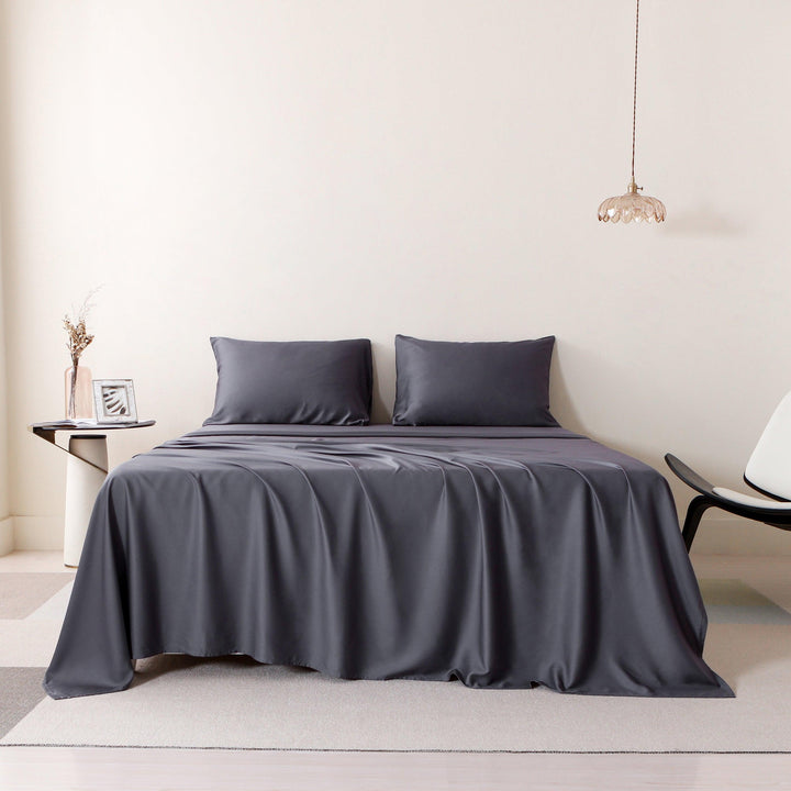 Bamboo Bed Sheets Set Wrinkle Resistant Dark Gray - EGOHOME