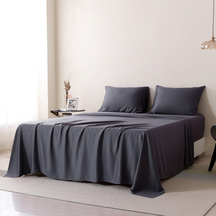 Bamboo Bed Sheets Set Wrinkle Resistant Dark Gray - EGOHOME