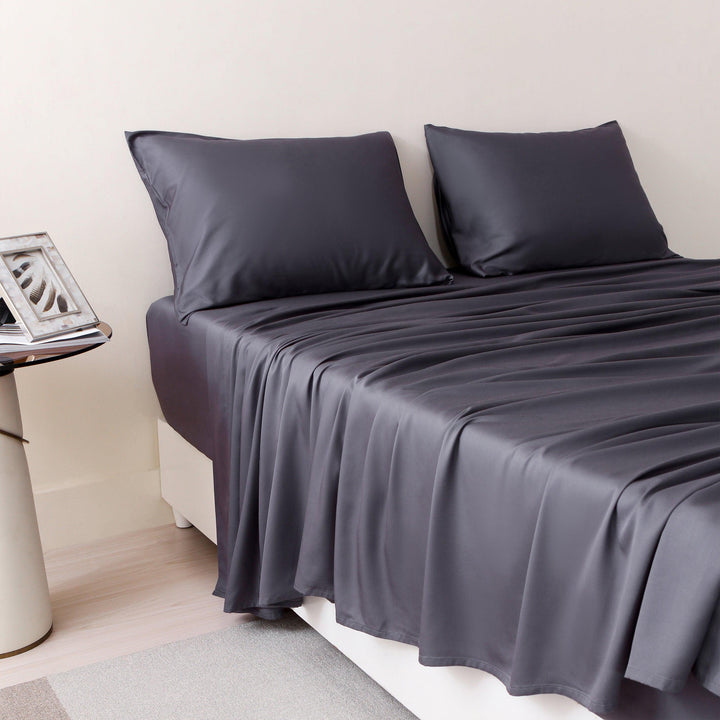 Bamboo Bed Sheets Set Wrinkle Resistant Dark Gray - EGOHOME