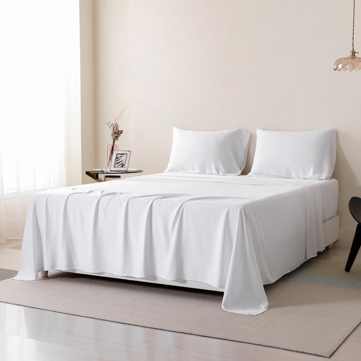 Bamboo Bed Sheets Set Wrinkle Resistant White - EGOHOME